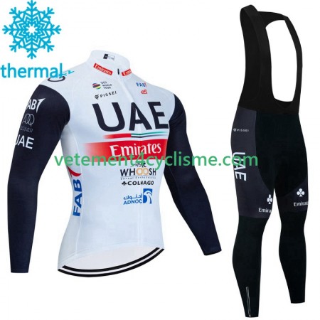 Homme Tenue Cycliste Manches Longues et Collant à Bretelles Hiver Thermal Fleece Uae Emirates 2023